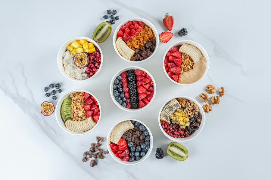 A colourful selection of breakfast bowls